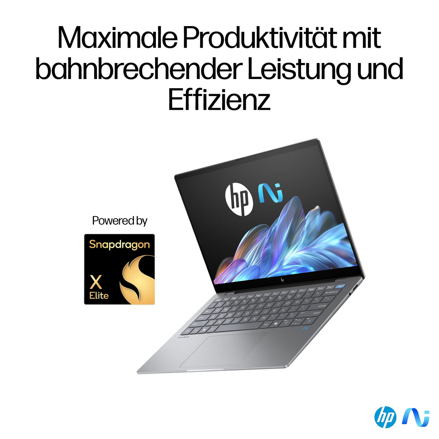 HP OmniBook X Next Gen AI Laptop | Qualcomm Snapdragon X Elite X1E-78-100 (12C) mit dedizierte NPU für KI | 45 NPU TOPS | Copilot+ PC | 14" 2,2K Touchscreen | 16 GB RAM | 1TB SSD | Win11 | Silber