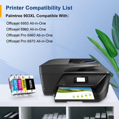 Palmtree 903XL Multipack Kompatibel für HP 903 XL HP 903 Druckerpatronen für HP Officejet 6950 Druckerpatronen für HP Officejet Pro 6970 Patronen 6960 All-In-One-Drucker (‎‎‎‎‎‎‎4er-Pack)