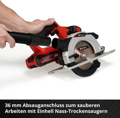 Einhell Akku-Handkreissäge TE-CS 18/150 Li-Solo Power X-Change (18 V, Li-Ion, Ø150 x Ø10 mm Sägeblatt, Schnitttiefe + Neigungswinkel werkzeuglos einstellbar, LEDs, ohne Akku und Ladegerät)