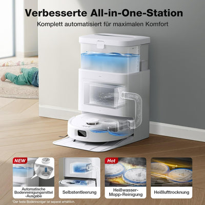 ECOVACS DEEBOT N30 PRO Omni Saugroboter mit Wischfunktion, 10.000 Pa Saugleistung, ZeroTangle 2.0-Technologie, TruEdge Kantenreinigung, 60℃ Heißwasser Wischmopp Reinigung, Heißlufttrocknung,Weiß