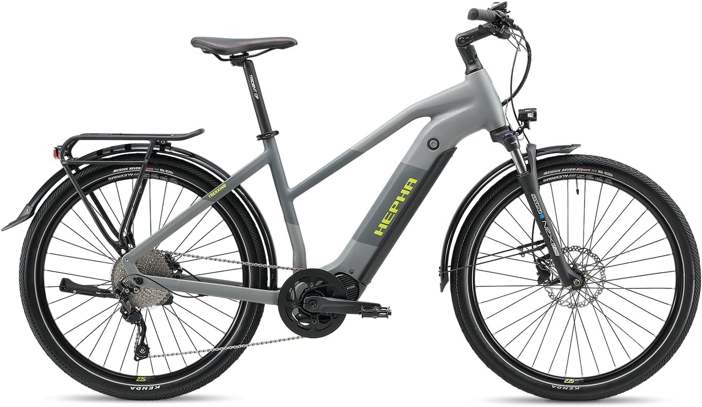 HEPHA E-Bike Trekking 7 Performance, 90Nm Mittelmotor (Upgrade AUF 100NM), 708Wh abnehmbar Akku (bis zu 200Km), APP, 10-Gang, Federgabel 63mm, 27.5 Zoll, LTD(Lowstep, Dark Grey, L-49cm)