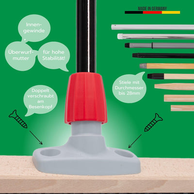 Novaliv Saalbesen 40 cm mit Stiel Borsten Rosshaarbesen Besen fein mit stiel Ideal als Werkstattbesen Hallenbesen Industriebesen Hausbesen Naturhaarbesen Zimmerbesen Haarbesen Stubenbesen Besen weich