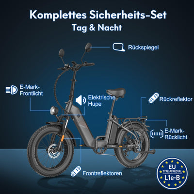 Fafrees FF20 Polar Fatbike E-Bike für Herren & Damen | 20 Zoll Klapprad | 48V 12Ah*2 Akku | 65N.m Motor, 150kg Tragfähigkeit | 170KM Reichweite (Hecktasche + Handyhalterung, Weiß)