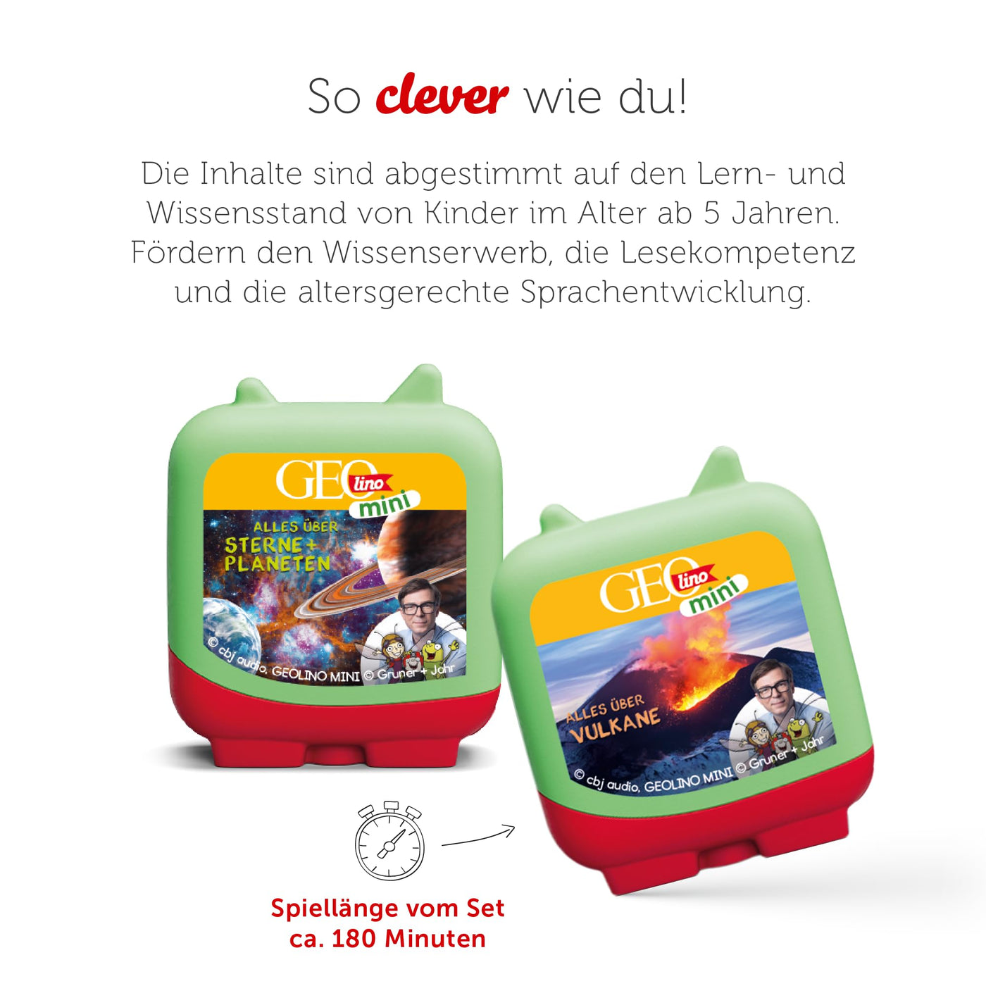 tonies Clever 4er Set GEOlino MINI für Deine Toniebox, Wissens-Hörspiel für Kinder ab 5 Jahren, Spielzeit je ca. 47 Minuten