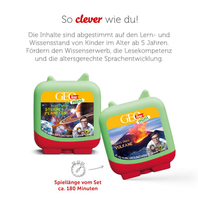 tonies Clever 4er Set GEOlino MINI für Deine Toniebox, Wissens-Hörspiel für Kinder ab 5 Jahren, Spielzeit je ca. 47 Minuten