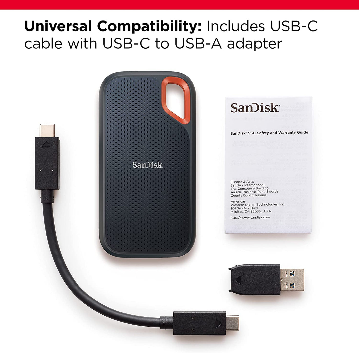 SanDisk Extreme Portable SSD 4 TB (tragbare NVMe SSD, USB-C, bis zu 1.050 MB/s Lesegeschwindigkeit und 1.000 MB/s Schreibgeschwindigkeit, wasser- und staubbeständig) Schwarz