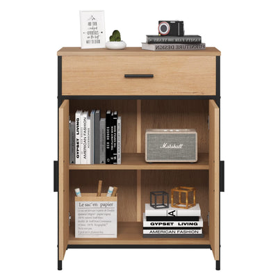 EUGAD Badezimmerschrank mit 1 Schublade 2 Türen, freistehender Badschrank, Badkommode mit verstellbarem Regal, Aufbewahrungsschrank für Wohnzimmer Küche Flur, 60x80x30 cm