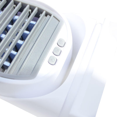FISHTEC Mini-Klimagerät – Zerstäuber und Luftkühler – tragbarer Ventilator wiederaufladbar USB – 3 Geschwindigkeitsstufen – leise – 2 Wassertanks – 360 ° drehbar – ohne Ablauf
