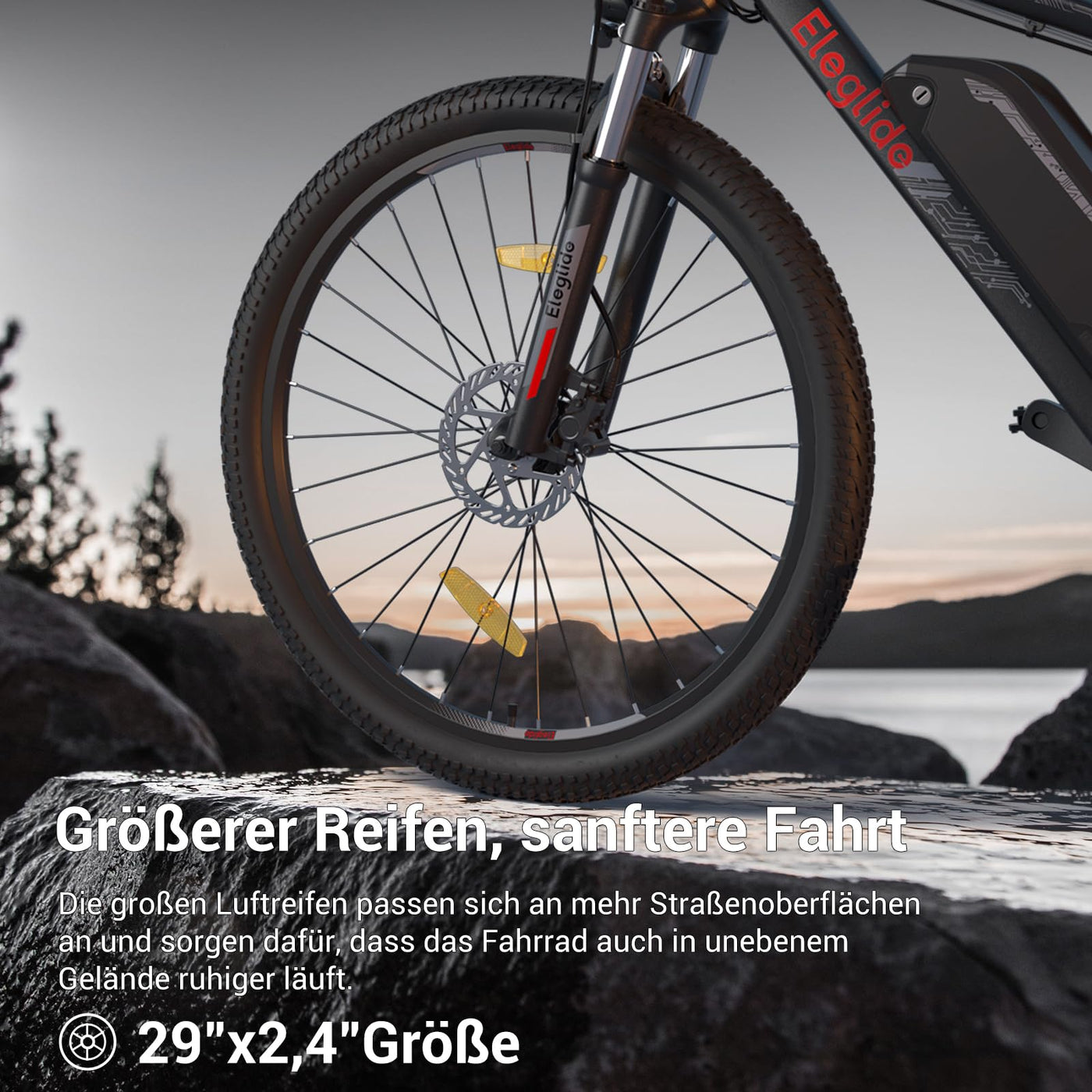 Eleglide E Bike Herren Damen mit 36V 15Ah Abnehmbarer Akku, 27,5/29 Zoll Offroad E Mountainbike, Elektrofahrrad Pedelec mit APP, 24 Gänge Schaltung, Reichweite bis zu 125 KM (MTB-2 29 Zoll)