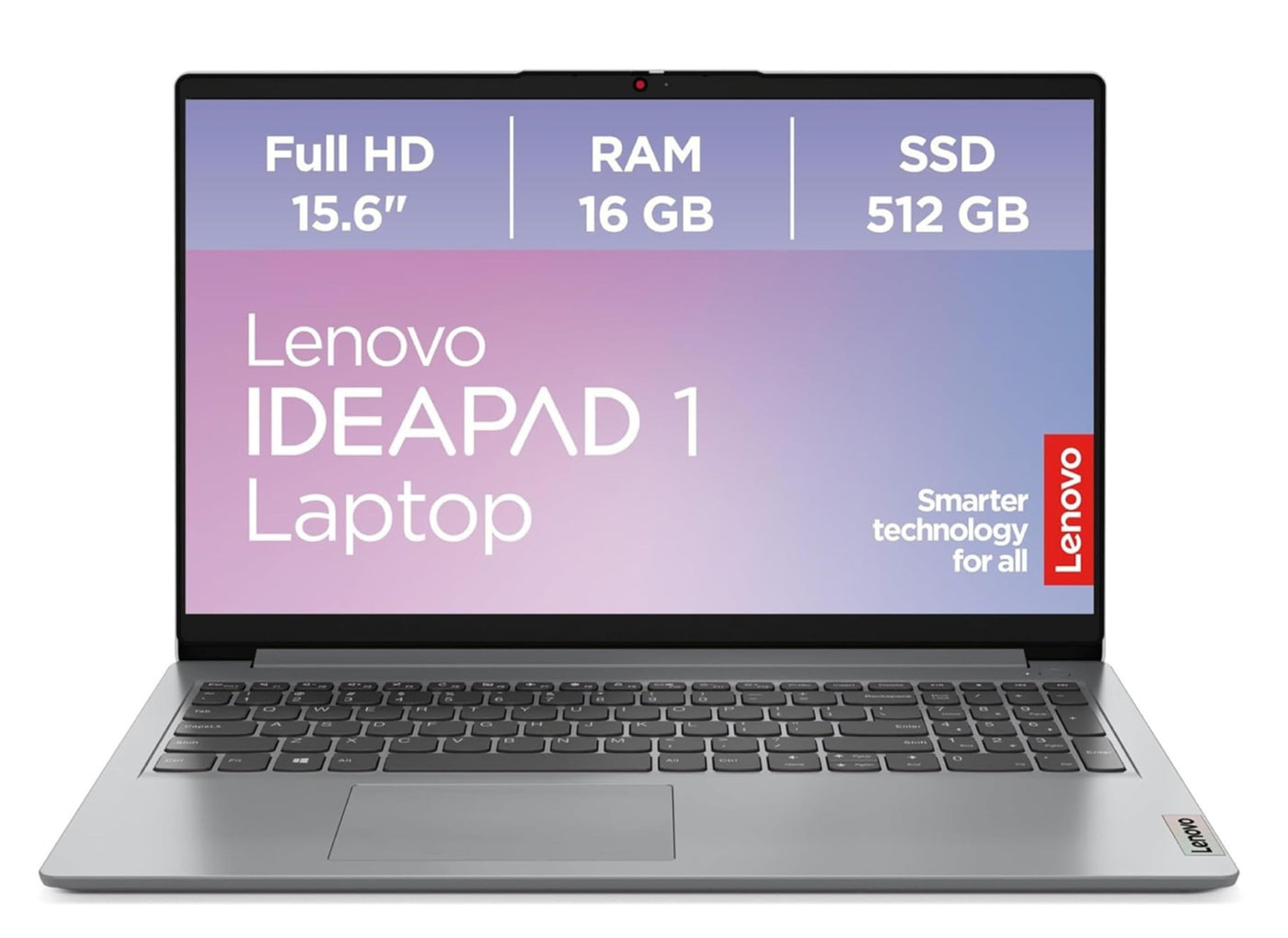 Lenovo IdeaPad 1 Laptop | 15.6" Full HD Display | AMD Ryzen 5 | AMD Radeon Grafik | 16GB RAM | 512GB SSD | Windows 11 Home | QWERTZ | Cloud grau | 3 Monate Premium Care
