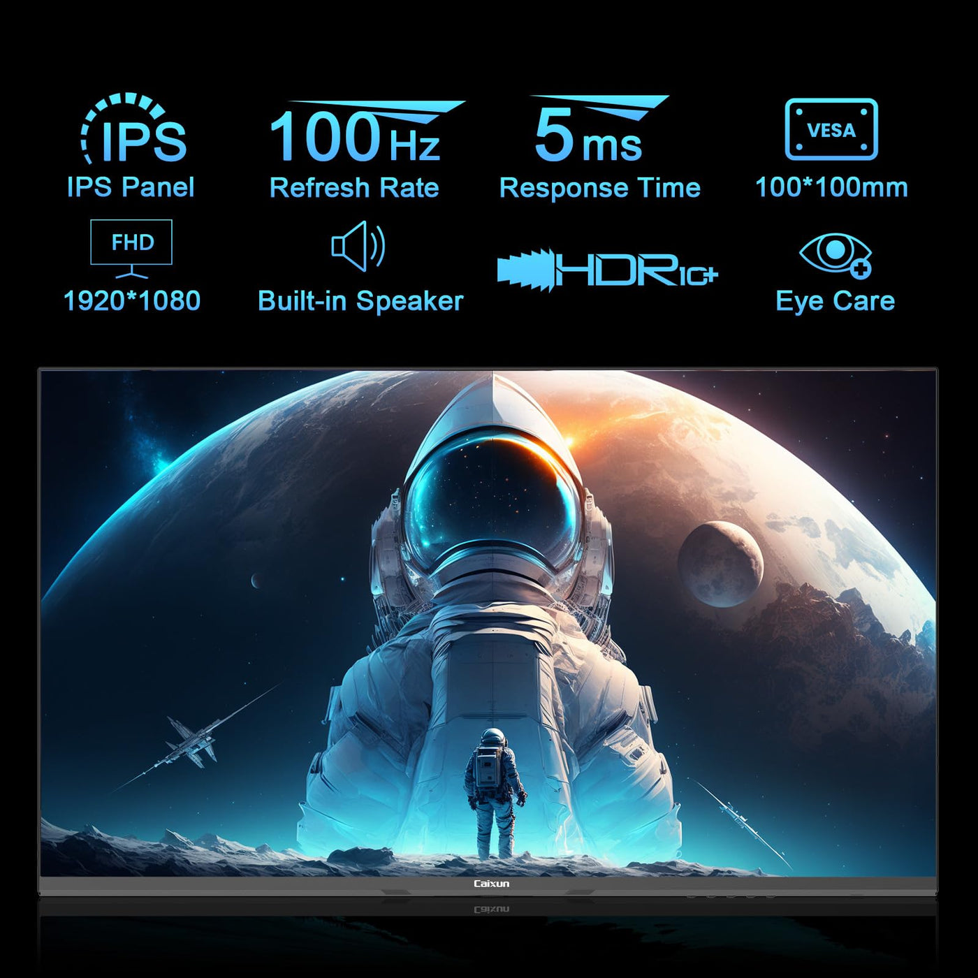 Minifire-Caixun Monitor - 27-Zoll-Bildschirm im rahmenlosen Design, IPS, 100Hz, USB Tpye-C, FHD, mit eingebautem Lautsprecher, sRGB110%, 300 Nits, FreeSync，HDMI DP USB-C Anschlüsse