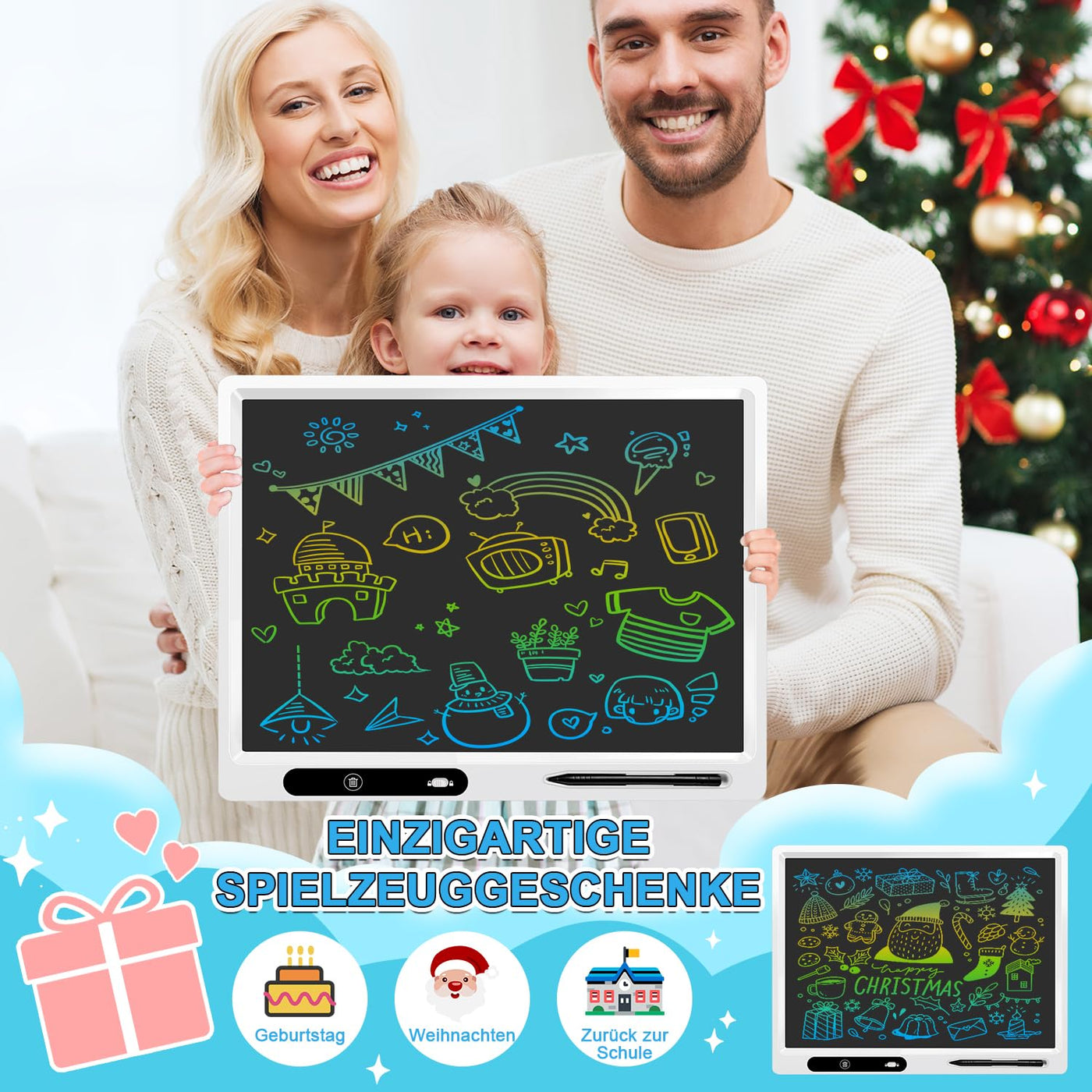 surekuo LCD schreibtafel kinder 22 zoll bunte lcd schreibtafel 2 Stiften und Verstellbarem Ständer, Ist Ein Pädagogisches Lernspielzeug Für Im Alter Von 3-12 Weihnachtsgeschenke