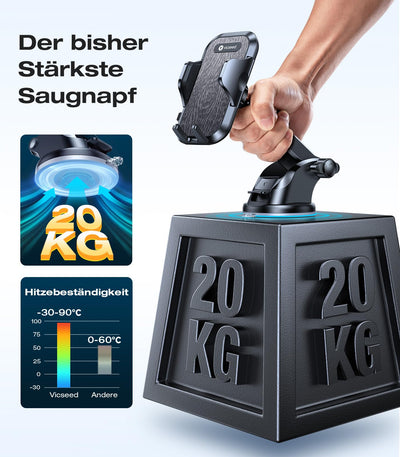 VICSEED 2025 Beste Militärische Handyhalterung Auto [20KG Starker Saugnapf &Metall-Lüftungsclip mit Doppelschloss]360°Drehbare KFZ Handy Halterung Auto Zubehör für iPhone 17 Pro Max Samsung S25 Ultra