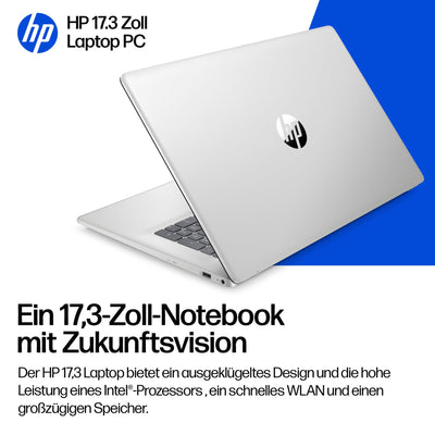 HP Laptop mit 17,3" FHD Display, Intel Core i5-1334U, 16 GB DDR4 RAM, 512 GB SSD, Intel Iris Grafik, Windows 11, QWERTZ, Silber inkl. 25 GB Dropbox-Speicher für 12 Monate