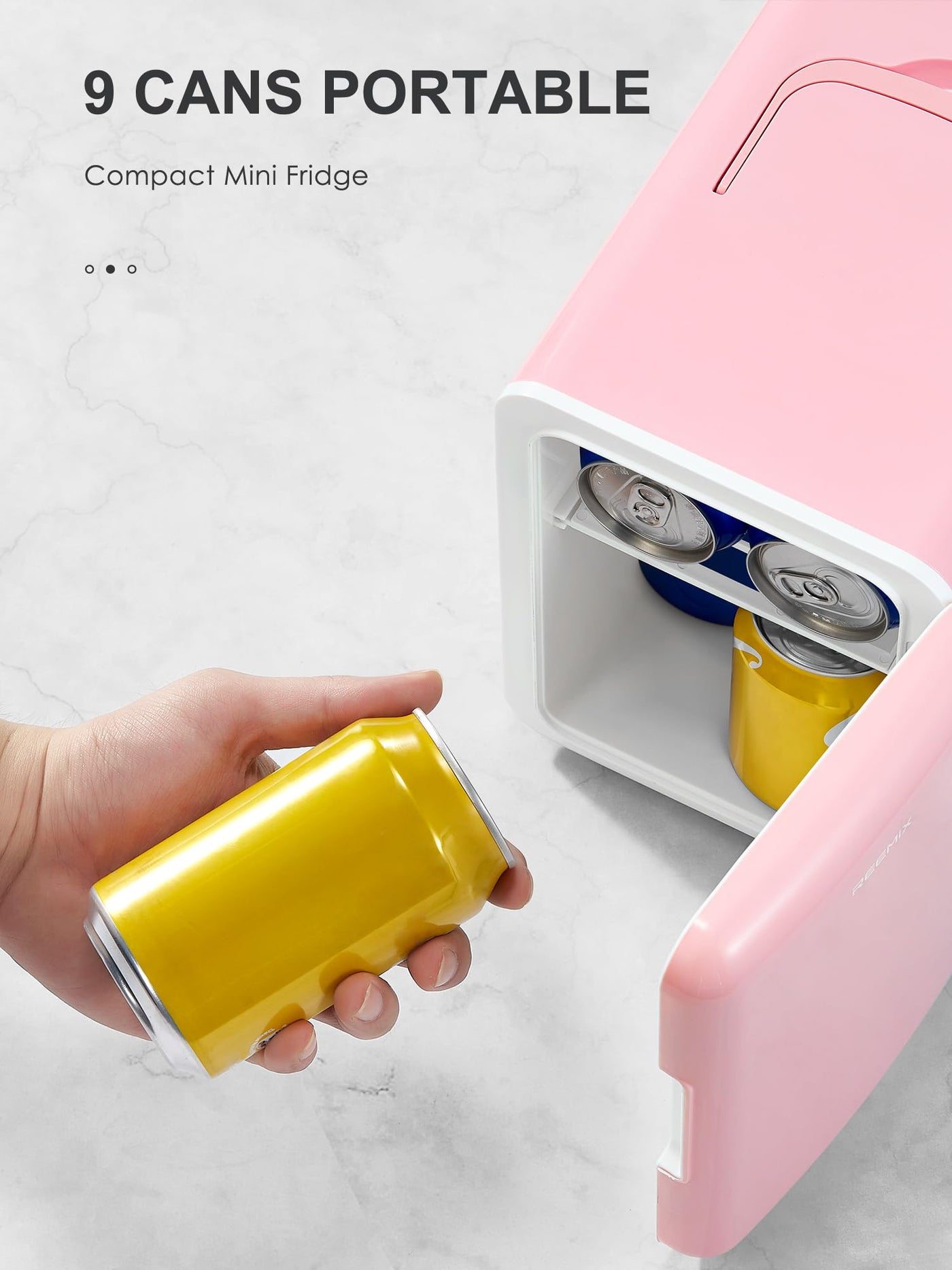 Mini-Kühlschrank, 6 Liter/9 Dosen, tragbarer Kühler und Wärmer persönlicher Kühlschrank für Hautpflege, Kosmetik, Getränke, Lebensmittel, ideal für Schlafzimmer, Büro, Auto, Freonfrei, Rosa (Ebenheit)