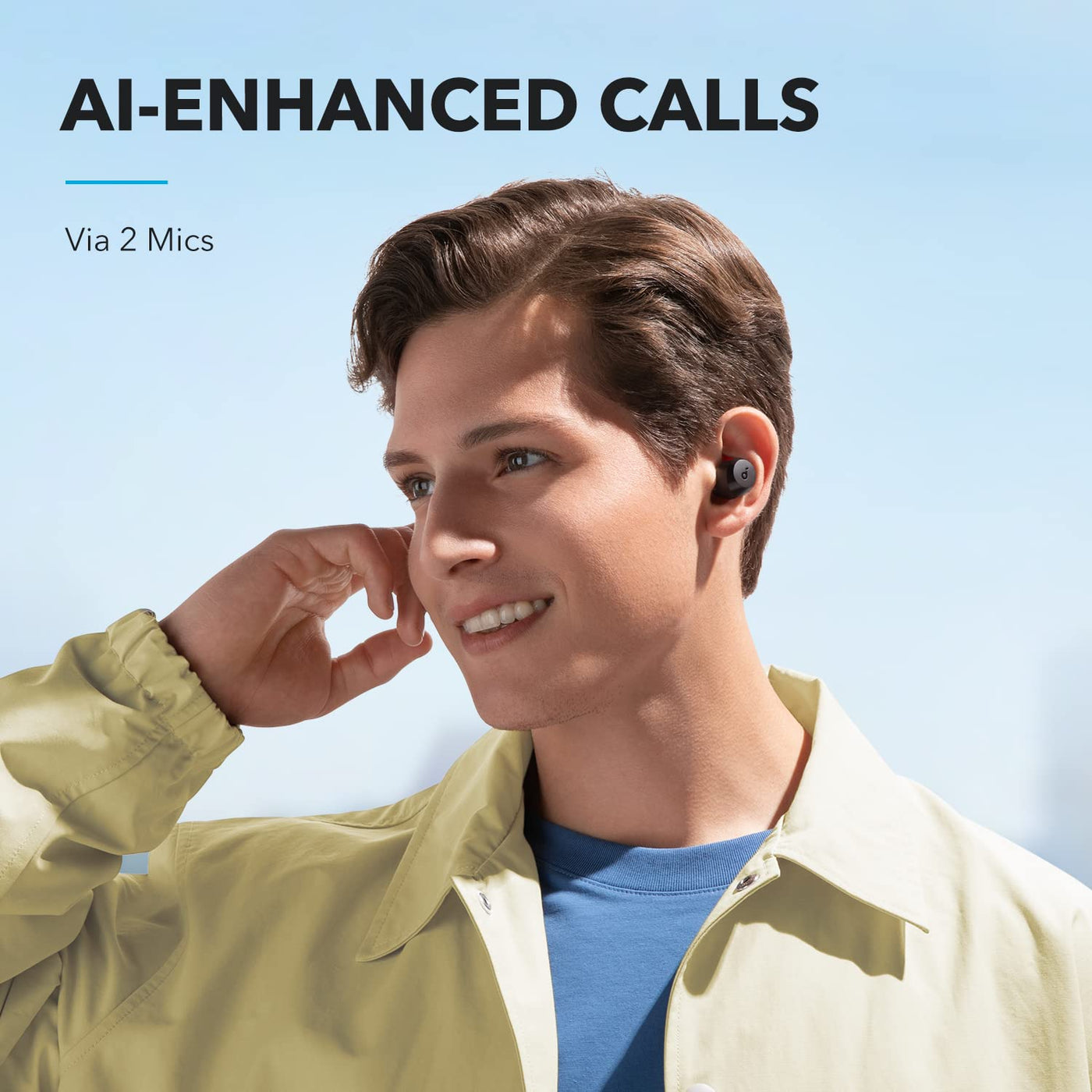soundcore Kabellose Bluetooth Kopfhörer, by Anker A20i, Bluetooth 5.3, Anpassbarer EQ, 28 Std. Spielzeit, wasserfest, 2 Mikrofone mit KI, Kopfhörer einzeln verwendbar(Schwarz)
