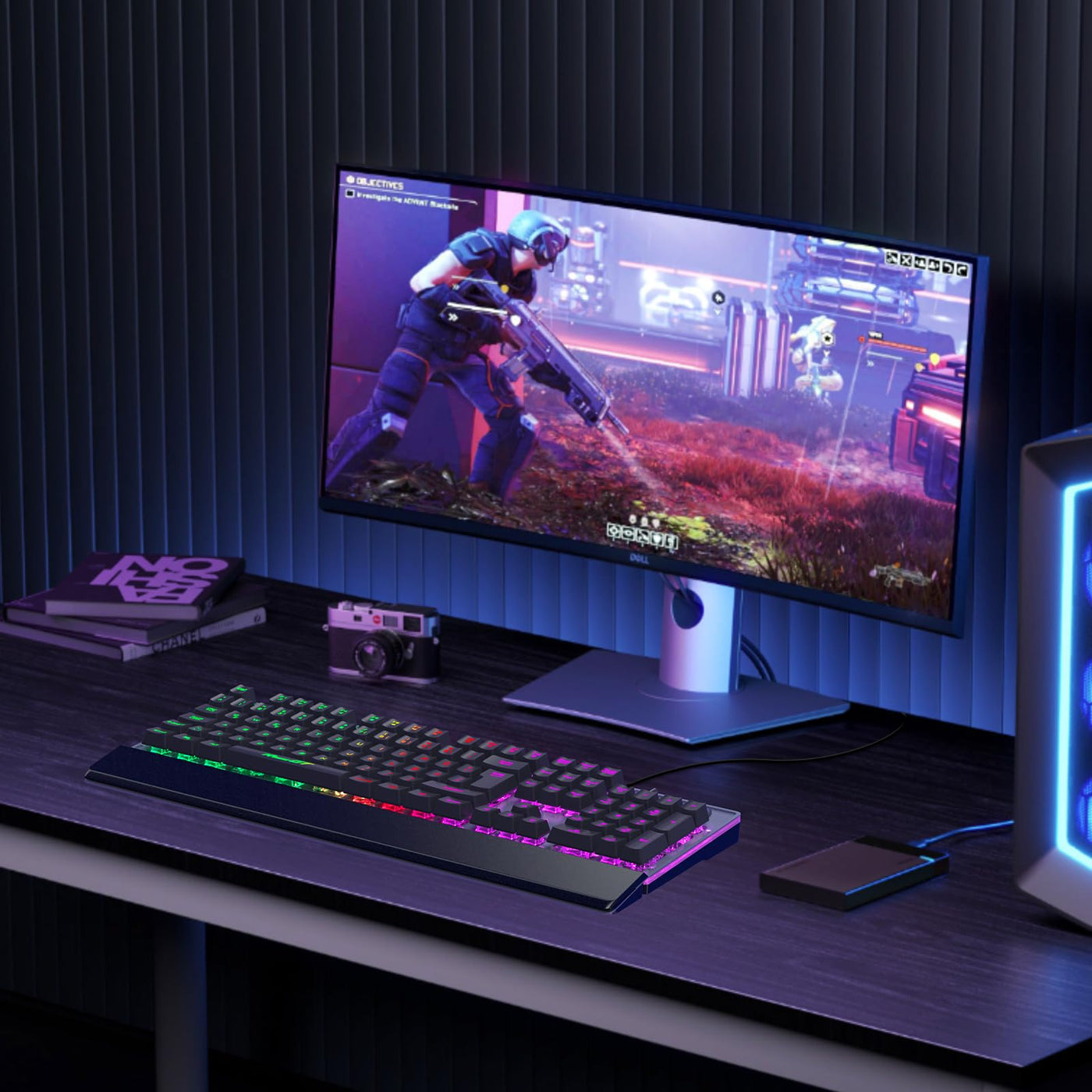 RaceGT Gaming Tastatur Kabel, Tastaturen LED Handballenauflage Beleuchtet Full Size Metallplatte Keyboard mit Nummernblock, Multimedia Tasten, DE QWERTZ Layout, für Office PC Gamer Laptop Xbox