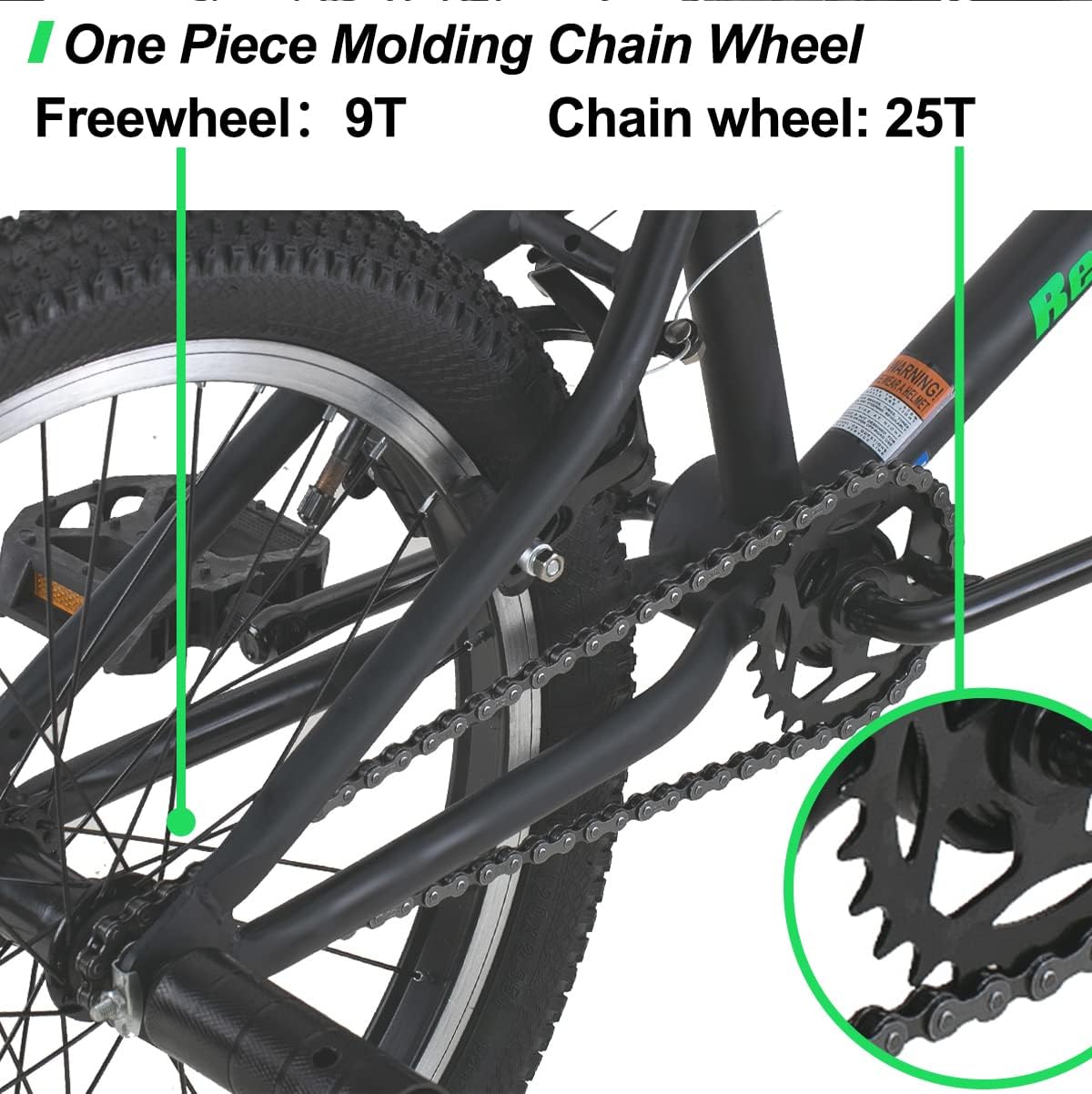 Hiland 20 Zoll BMX, 360° Rotor-System, Freestyle, 4 Stahl Pegs, Kettenschutz, Freilauf Schwarz kinderfahrrad