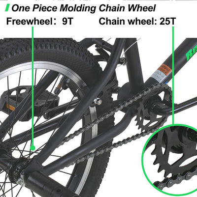 Hiland 20 Zoll BMX, 360° Rotor-System, Freestyle, 4 Stahl Pegs, Kettenschutz, Freilauf Schwarz kinderfahrrad