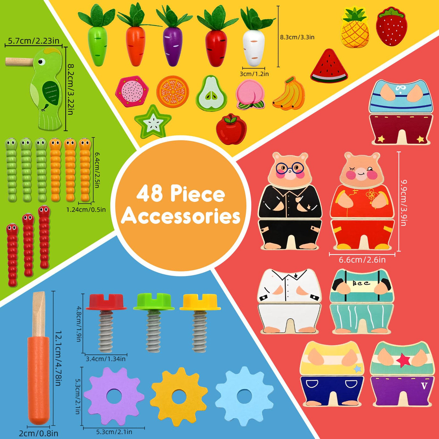 AiTuiTui Motorikwürfel 5 in 1 Aktivitätswürfel Spielzeug ab 1 2 3 4 Jahr Geschenk, 49 Pcs Montessori Lernspielzeug Steckwürfel Holzspielzeug für Kinder, Activity Center Baby ab 18 Monaten