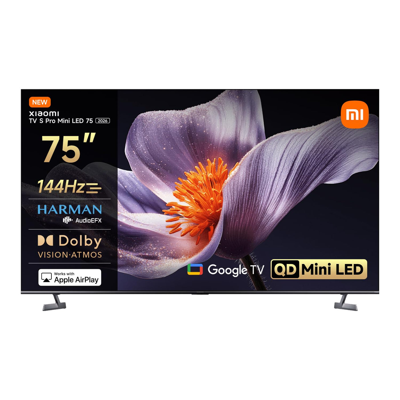 XIAOMI TV S Pro Mini LED 75, Smart TV, 4K QLED 144Hz Google TV, Dolby Vision, Dolby Atmos, HDR 10+, DTS-X, Harman AudioEFX, Triple Tuner, DVB-T2, Prime Video, Google Assistant, Airplay 2