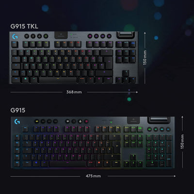 Logitech G915 LIGHTSPEED TKL Tenkeyless kabellose mechanische Gaming-Tastatur, Taktiler GL-Tasten-Switch, LIGHTSYNC RGB, Ultraschlankes Design, 40+ Stunden Akkulaufzeit, Deutsches QWERTZ-Layout-Carbon