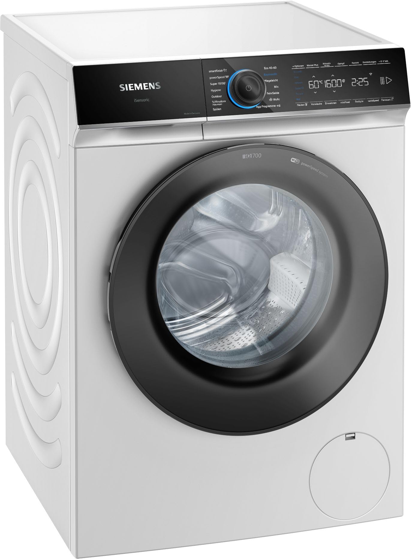 Siemens WG46B2071, iQ700, Smarte Waschmaschine 9 kg, 1600 UpM, Made in Germany, Antiflecken-System, smartFinish Bügelhilfe, schneller Waschen mit speedPack XL, Mini load für Einzelteile, aquaStop