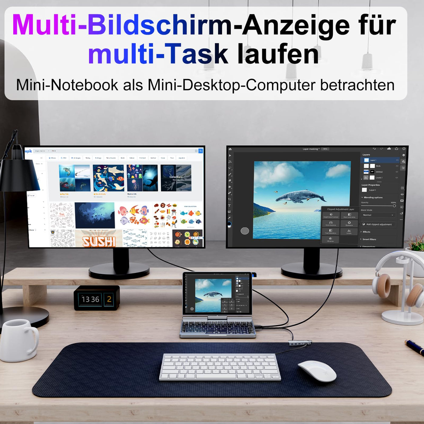 KOOSMILE 8" Touchscreen Laptop, Mini Laptops 2 in 1 Laptop mit Tastatur 12 GB LPDDR5-RAM, 512 GB/1 TB SSD, Wi-Fi 6, BT 5.2, HDMI, 2-MP-Kamera, Convertible Computer (N150-12GB+512GB)