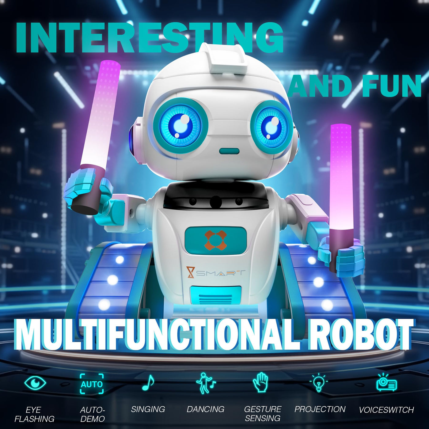 Subtail Roboter Kinder Spielzeug - Wiederaufladbar und Projizierbar - RC-Roboter mit LED-Augen und Musik - Robot Spielzeug ab 3 4 5 6 7 8 9 10 Jahre Jungen - Gestensensor Kinderspielzeug Geschenk