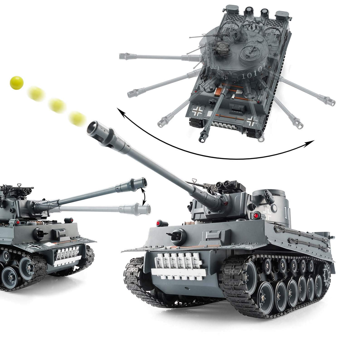 GOODS+GADGETS Ferngesteuerter RC German Tiger I 1:16 Modellbau Panzer 2.4GHz mit Schuss-Funktion, Sound - RTR (Tiger I)