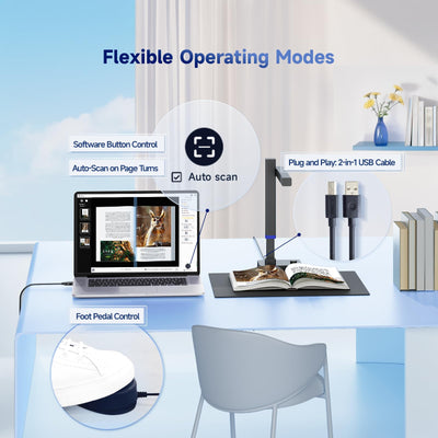 CZUR Shine Ultra Pro 24 MP Tragbarer Dokumentenkamera Faltbarer Dokumentenscanner A3 Buchscanner OCR Scanner Visualizer mit Fülllicht für Home-Office Online-Lehre Windows & macOS Verfügbar