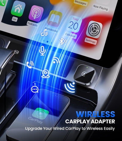 Jumpeak CarPlay Wireless Adapter 2025 Upgrade von Wired CarPlay auf Wireless, Mini-USB-Design für Autos mit Wired CarPlay, Plug und Play, Schnelle und Stabile Verbindung für CarPlay mit iPhone