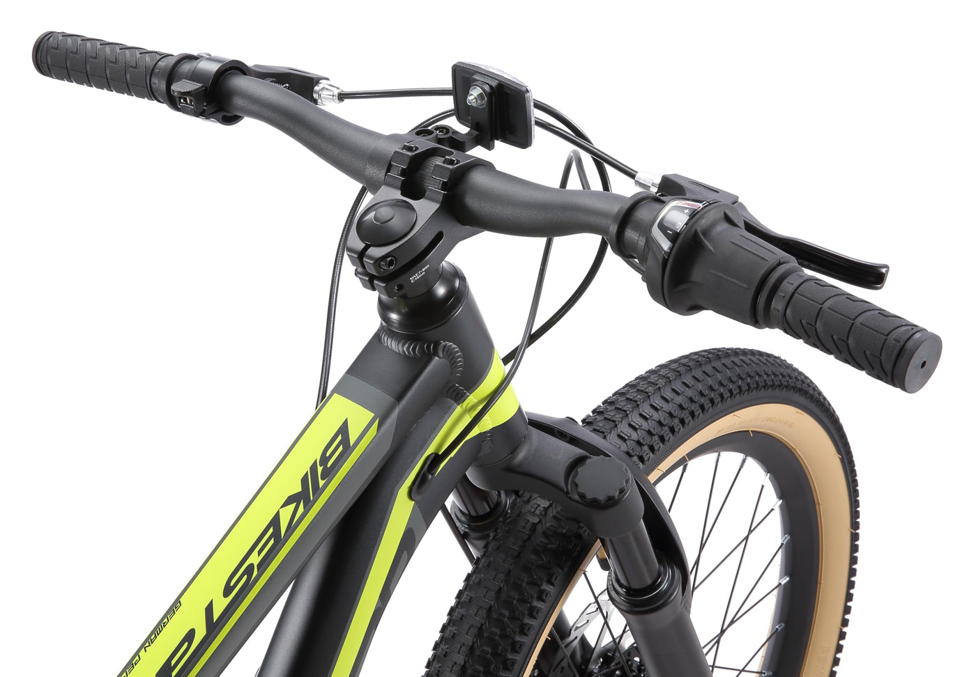 BIKESTAR Kinder Fahrrad Aluminium Mountainbike 7 Gang Shimano, Scheibenbremse ab 6 Jahre | 20 Zoll Kinderrad MTB | Schwarz Grün