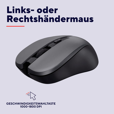 Trust Tastatur Maus Set Kabellos, Deutsches QWERTZ-Layout, Nachhaltiges Design, Kabellose Tastatur mit Funkmaus, Leise und Ergonomische Combo, 48 Monaten Batterielaufzeit, 2.4 GHz, PC, Laptop, Schwarz