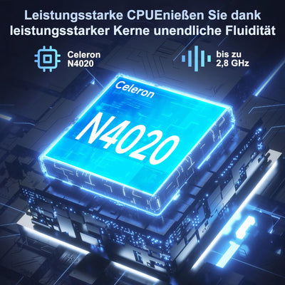 NOTODD 2025 Laptop 14 Zoll Win 11 Pro 6GB RAM 256GB SSD Unterstützung 1TB (TF 1TB) Notebook Celeron N4020 (bis2.8GHz) 5000mAh 1920x1080p WiFi Deutscher Tastaturschutz und kabellose Maus-Silver