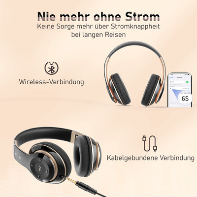 Lankey Sound Kopfhörer Kabellos Bluetooth, Bluetooth Kopfhörer Over-Ear mit 6 EQ Modi, 65 Std Kabellose Kopfhörer mit Eingebautem HD-Mikrofon, FM, SD/TF für Outdoor, Transport, Reisen, Studium
