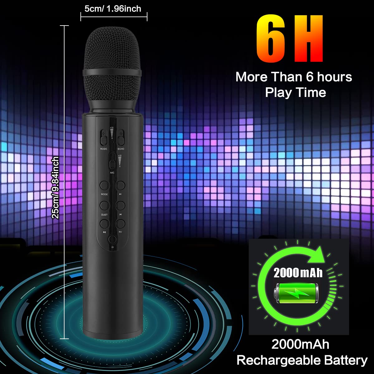 Aceshop Karaoke Drahtloses Mikrofon Tragbares Handheld-Bluetooth-Lautsprechermikrofon, Drahtlose Mikrofone Karaoke-Maschine Heim-KTV-Player Kompatibel mit Android- und iOS-Geräten für Party/Gesang