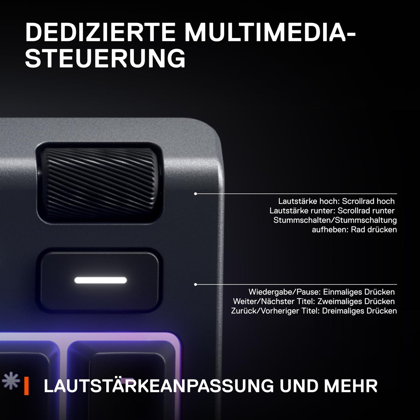 SteelSeries Apex 3 - Gaming Tastatur - 10-Zonen RGB-Beleuchtung - Premium magnetische Handballenauflage - Deutsches (QWERTZ) Layout
