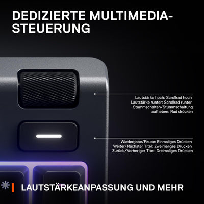 SteelSeries Apex 3 - Gaming Tastatur - 10-Zonen RGB-Beleuchtung - Premium magnetische Handballenauflage - Deutsches (QWERTZ) Layout