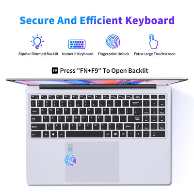 NIAKUN 16 Zoll Laptop Notebook, Prozessor N100 Notebook, bis zu 3.4Ghz, RAM 16GB+SSD 512GB Laptops, Full HD 1920x1200P, Laptop Computer mit beleuchteter Tastatur, WiFi 5, USB 3.0, 6000mAh