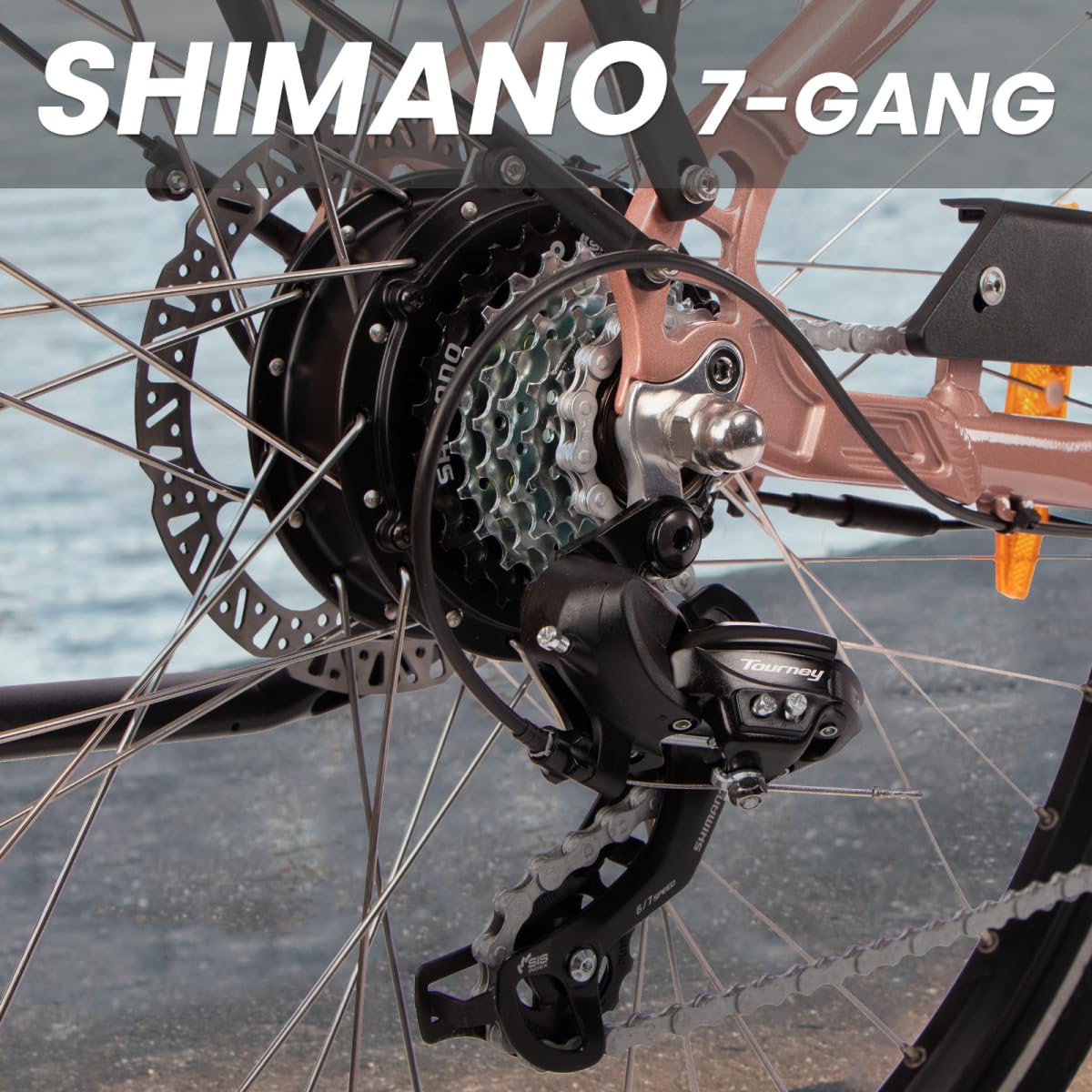 SAXXX E Bike Damen 28 Zoll Tiefeinsteiger mit 36V 13Ah Akku, Elektro Fahrrad Erwachsene mit Scheibenbremse, 7 Gang Kettenschaltung Pedelec mit Federgabel, Ebikes mit Gepäckträger für Damen/Frauen