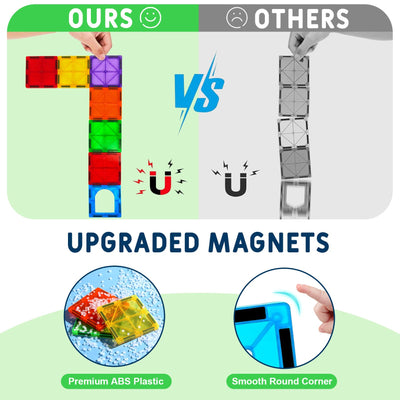 120pcs Magnetische Bausteine Spielzeug mit 2 Magnetfiguren und 2 Autos, Magnetbausteine für 3 4 5 6 7 Jahre kinder, Montessori Magneten Set Spielzeug Geschenk für Kinder ab 4-8 Jahre Junge Mädchen