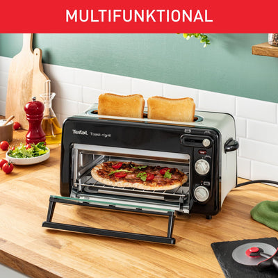 Tefal Toast n’ Grill TL6008 | 2 in 1 Toaster und Mini-Ofen | Sehr energieeffizient und schnell | 1300 Watt | 43.5 x 28.5 x 22.5 cm | Schwarz/ Alu matt | 220-240V | 50-60Hz