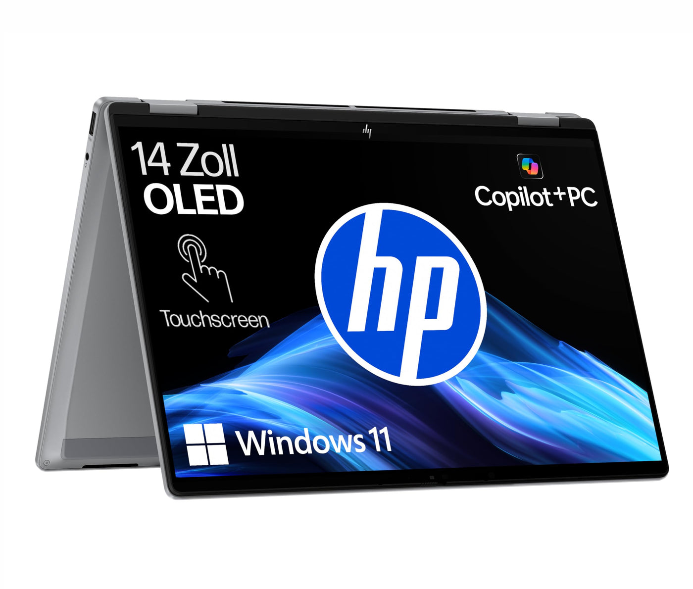 HP OmniBook X Flip 2in1 Next Gen AI Laptop | Intel Core Ultra 7 258V | dedizierte NPU für KI | 47 NPU Tops | Copilot+ PC | 14" 3K 2880x1800 OLED Touchscreen | 32 GB | 1TB SSD | Win11 | QWERTZ | Silber