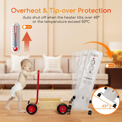 Aigostar Pangpang - 2300W Ölradiator energiesparend Heizkörper mit 11 Rippen, Radiatoren Elektrisch Heizung mit Thermostat, 3 Heizstufen, Elektroheizung Mobiler Ölgefüllte Heizkörper