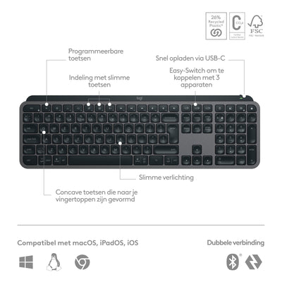 Logitech MX Keys S - Graphit, Englishes QWERTY-Layout