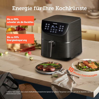 COSORI Heißluftfritteuse Airfryer, 11-in-1 Air Fryer XXL 5,5L, Friteuse Heissluftfritteuse mit Shake-Reminder, 100 Rezepte, 55 Prozent energiesparend, spülmaschinenfeste Körbe