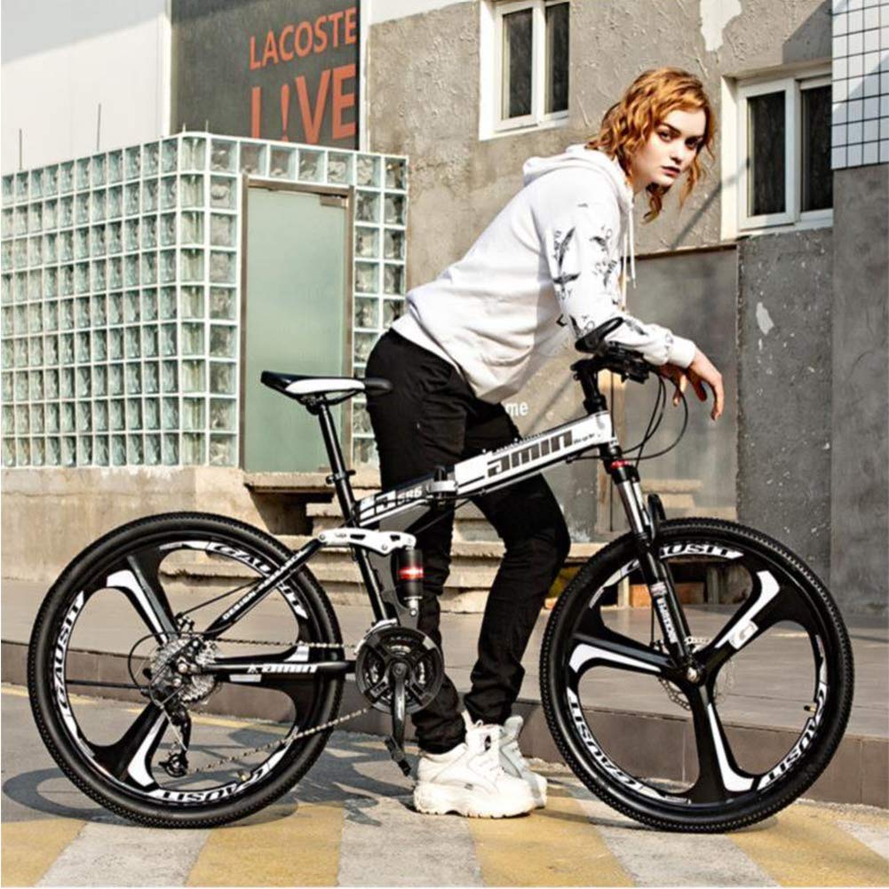 Wmmner Faltbares Mountainbike mit doppelter Federung, 66 cm (26 Zoll), für Erwachsene und Männer, Mountainbike, Geländefahrrad, für Jungen und Mädchen mit Scheibenbremse, Stahlrahmen mit hohem