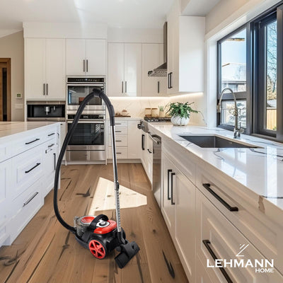 LEHMANN Zyklon Staubsauger ohne Beutel 4000 Watt, Hoher Saugkraft, HEPA Filter für Allergiker, 2,5 L Staubbehälter, Satz von Staubsaugerdüsen und Turbobürste, Kompakt und Leicht