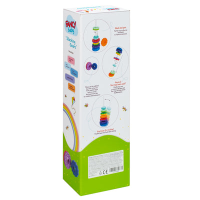 FANCY 40 cm groß Stapelturm Baby Kinderspielzeug ab 1 2 3 Jahre Farbring Pyramide mit Spiralgewinde Zahnradspiel Ringstapelturm Ringpyramide Stapel Ringe für Kinder und Baby